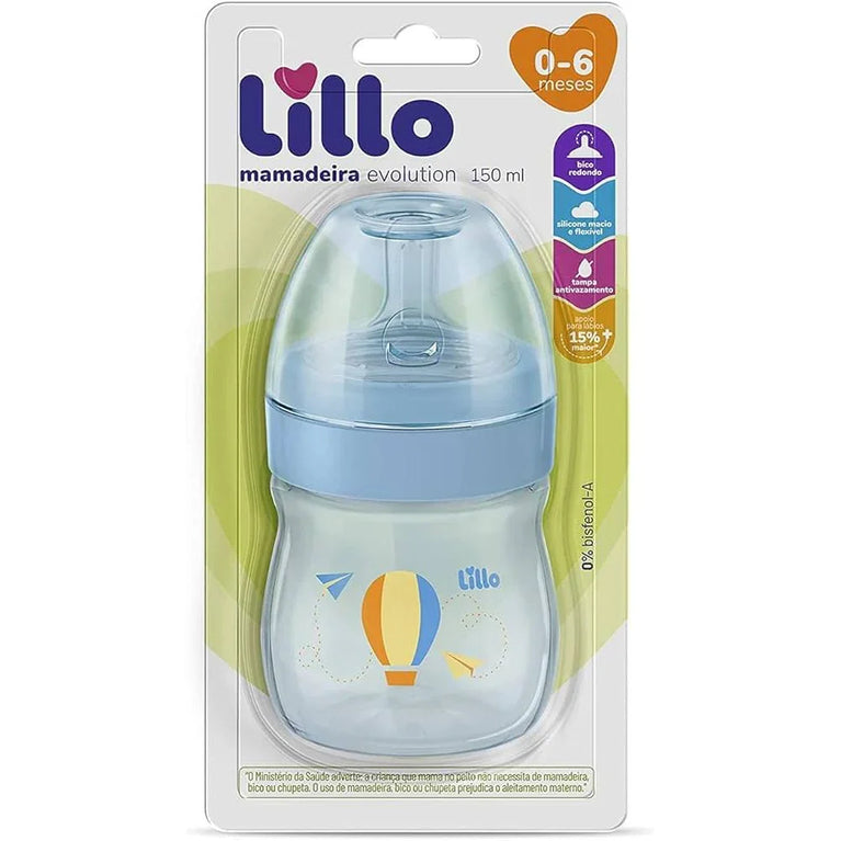 Mamadeira Lillo Super Evolution Primeiros Passos 150ml – Azul