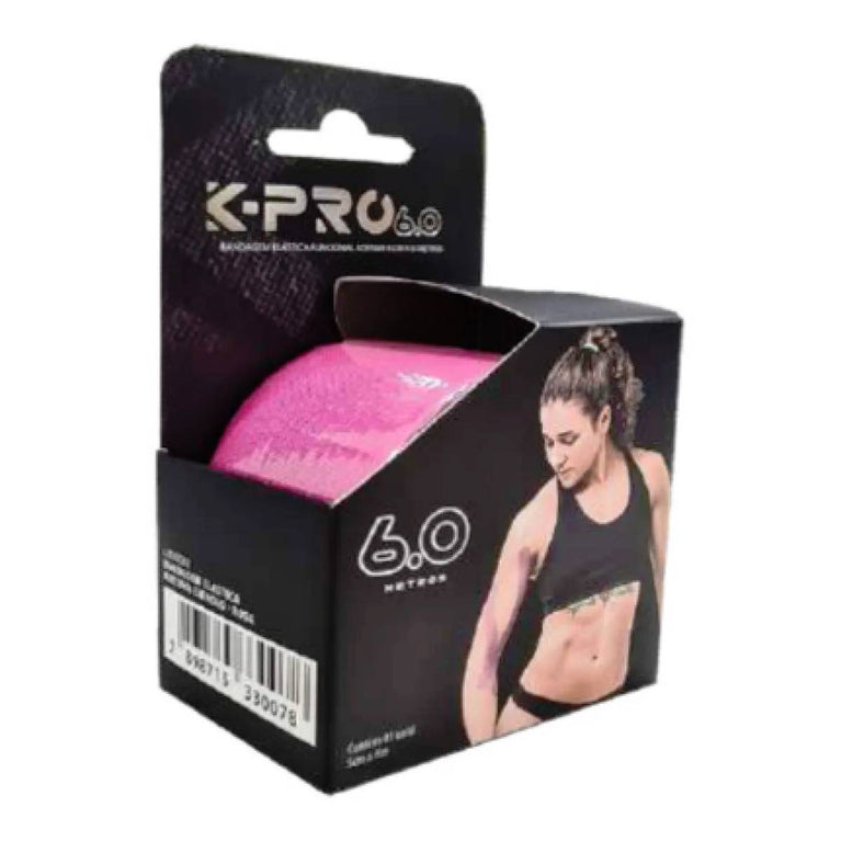 Bandagem Elástica Adesiva 6M X 5Cm - Rosa - Kit 3 unidades - K-Pro