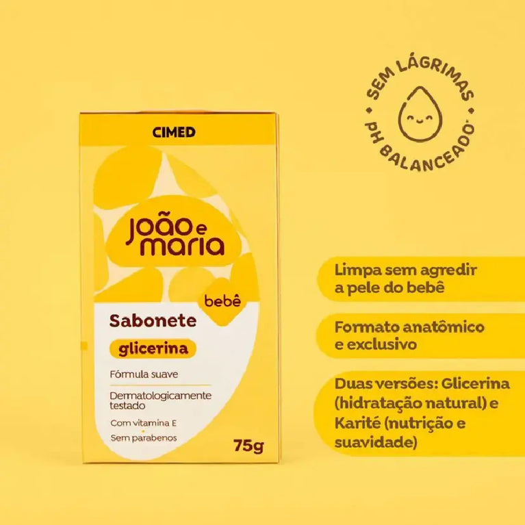 Sabonete em Barra João e Maria Bebê Glicerinado 75g Com Vitamina E