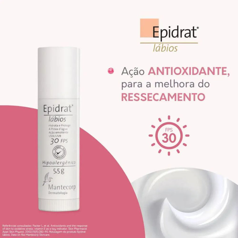 Hidratante Labial Epidrat Lábios Mantecorp FPS 30 com 5,5g
