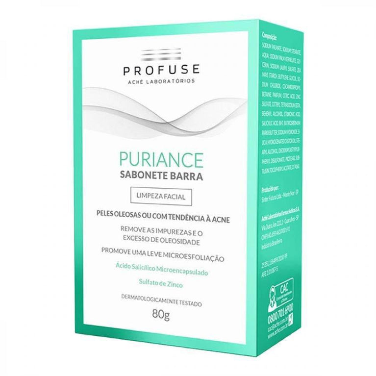 Puriance Sabonete Facial Barra Profuse Pele Oleosa Acneica Com 80g - Drogaria Poupa Centro