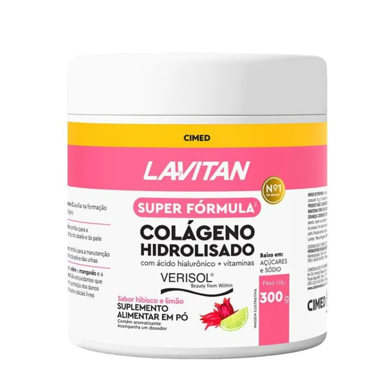 Kit 03 Lavitan Colágeno Hidrolisado Pó 300g Sabor Abacaxi + Maçã Verde + Hibisco