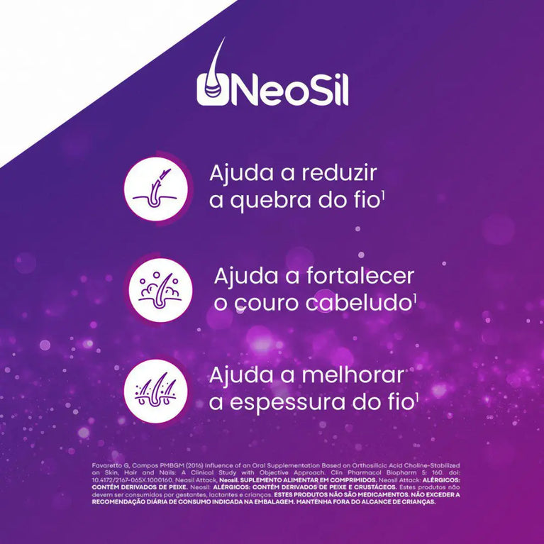 Polivitaminico Neosil Attack Para Cabelos, Unhas E Pele 30 Comprimidos