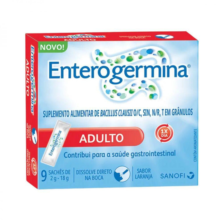 Probiótico Enterogermina Adulto Sabor Laranja - 9 sachês - Drogaria Poupa Centro