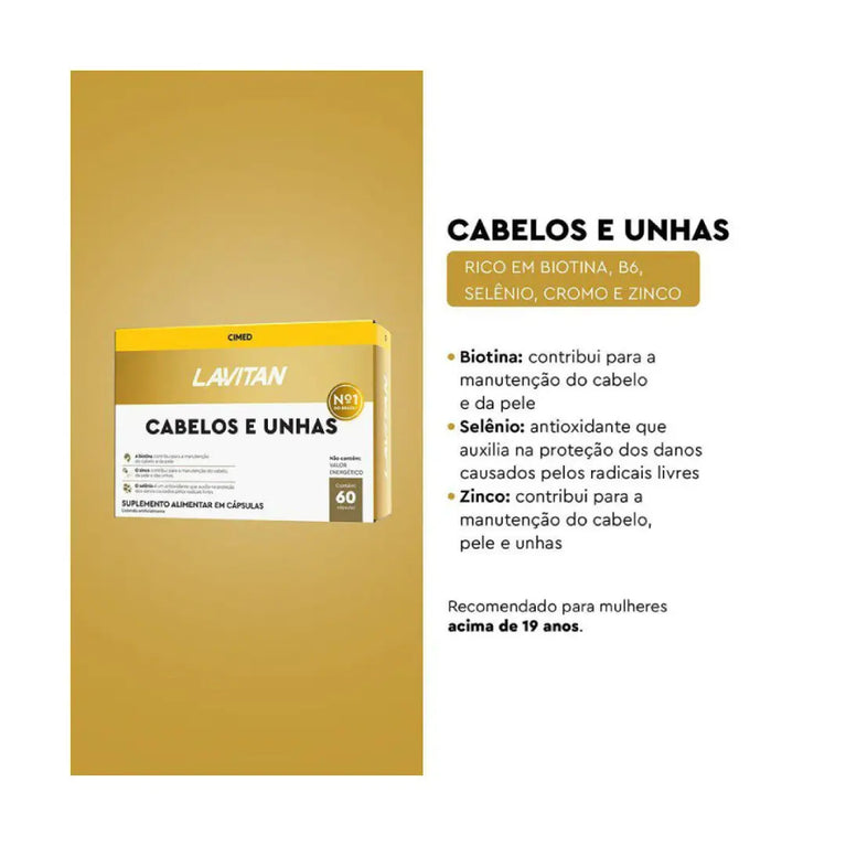 Lavitan Vitamina Para Cabelos E Unhas Com 60 Cápsulas Sabor Neutro