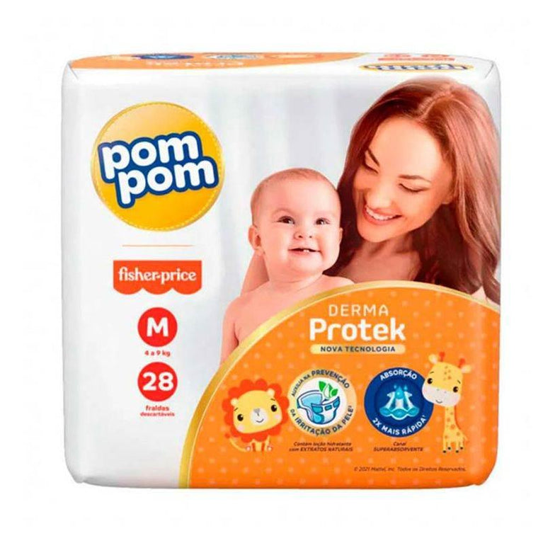 Fralda Pom Pom Derma Protek M Com 28 Unidades - Drogaria Poupa Centro