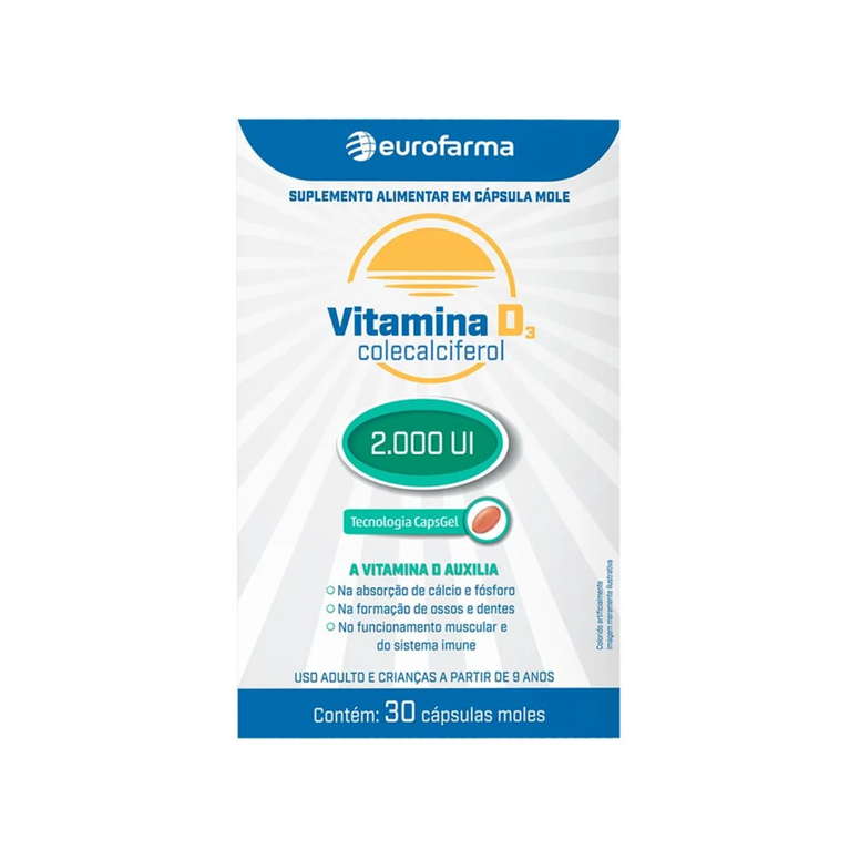 Vitamina D 2.000UI Eurofarma 30 cápsulas