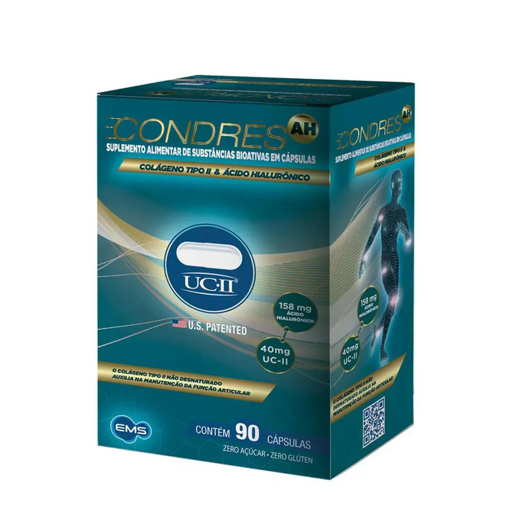 Condres AH Colágeno Tipo 2 40mg + Ácido Hialurônico 158mg 90 cápsulas