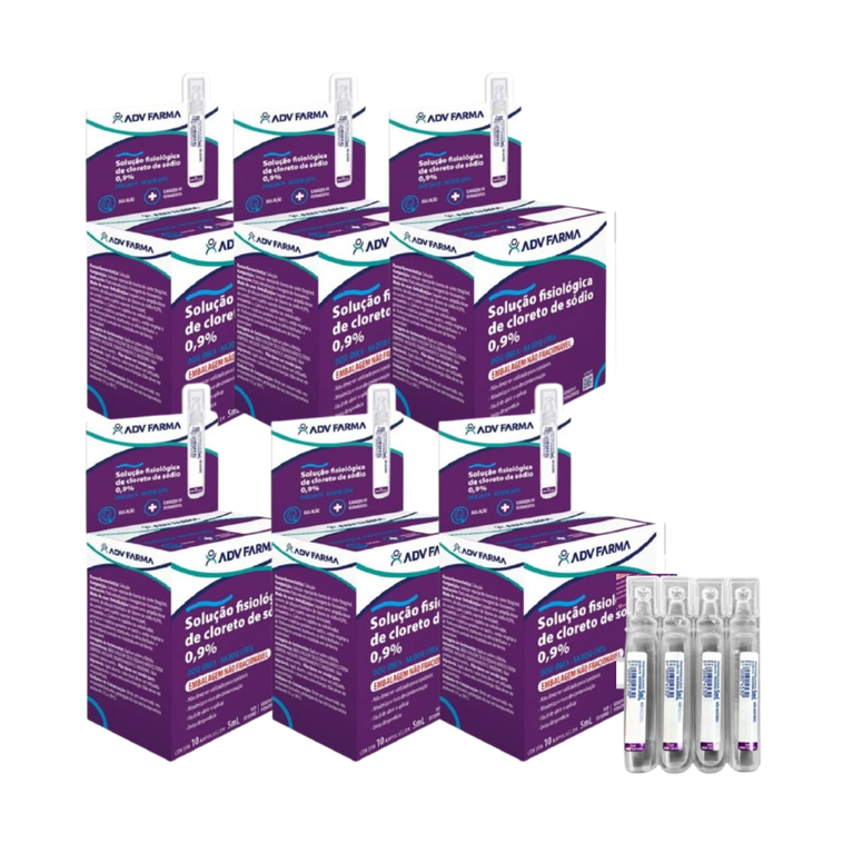 KIT COM 6 Soro Fisiológico Adv Farma - Contém 10 Unidades de 5ml