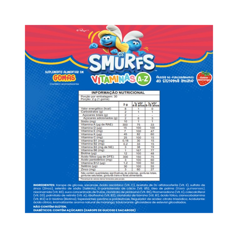 Suplemento Vitamínico Infantil Os Smurfs A-Z 30 Gomas