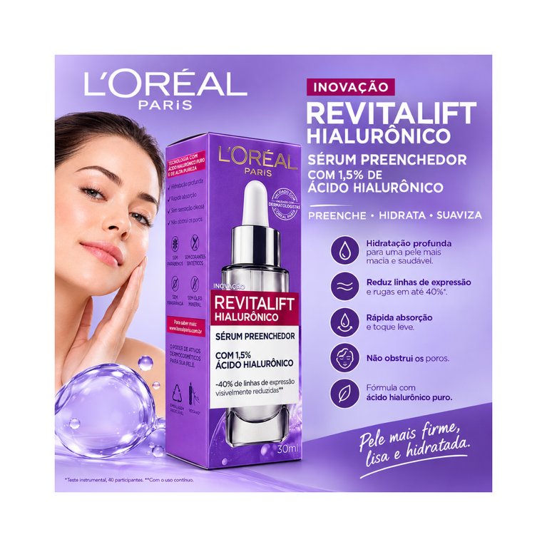 Sérum Facial Revitalift Hialurônico L'Oréal 1,5% VALIDADE 30/11/2026