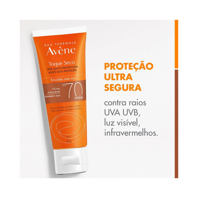 Protetor Solar Facial Avene Toque Seco FPS 70 Com Cor 40g