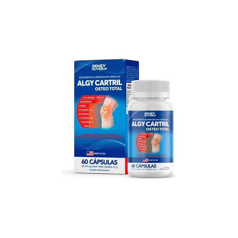 Colágeno Tipo II Algy Cartril Osteo Total 60 Cápsulas USA