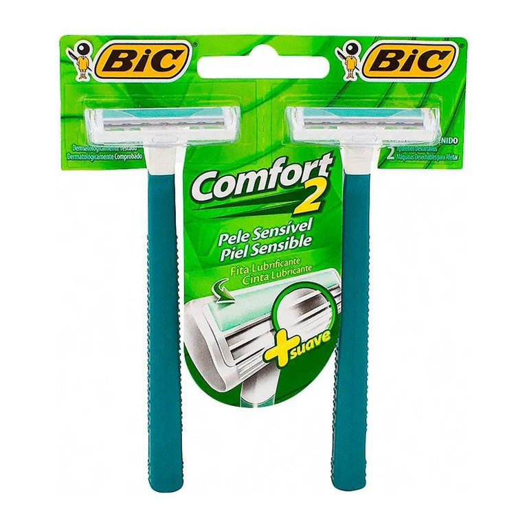 Aparelho de Barbear Bic Comfort 2 Pele Sensível C/2 Verde - Drogaria Poupa Centro