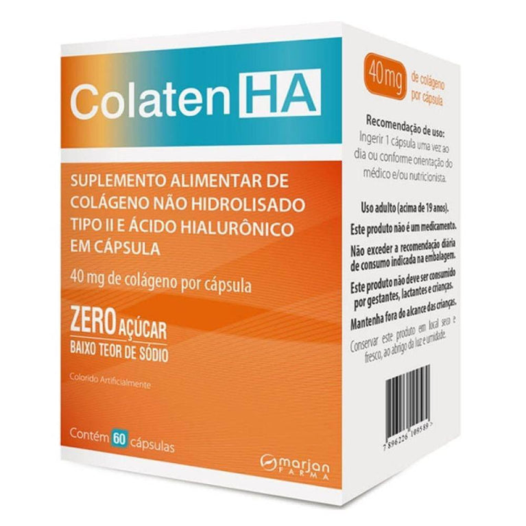 Suplemento Alimentar Colaten HA Colágeno Não Hidrolisado Tipo II - 60 cápsulas - Drogaria Poupa Centro