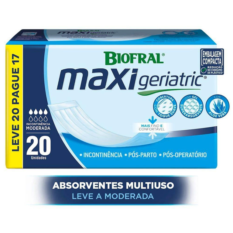 Absorvente Geriátrico Biofral Maxi C/20 - Drogaria Poupa Centro