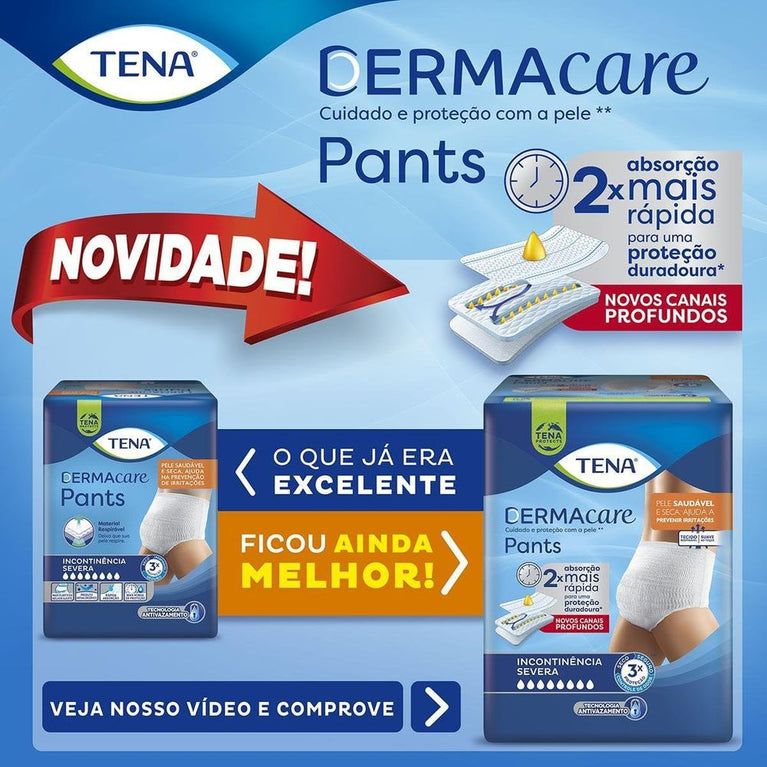 Tena Pants Dermacare, Roupa Íntima para Incontinência Urinária, P/M - 24 unidades