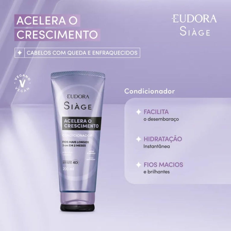 Eudora Siage Condicionador Acelera Crescimento 200Ml (Novo)