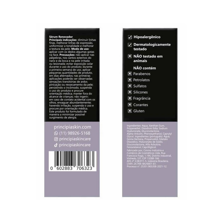 Sérum 2% Alfa - Arbutin + 10% Gluconolactone Principia Skincare Aa - 2 com 30ml