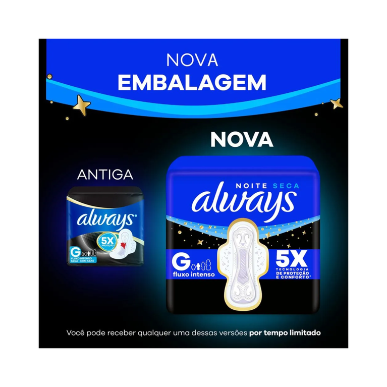 Absorvente Always Noite Seca com Abas 32 Unidades