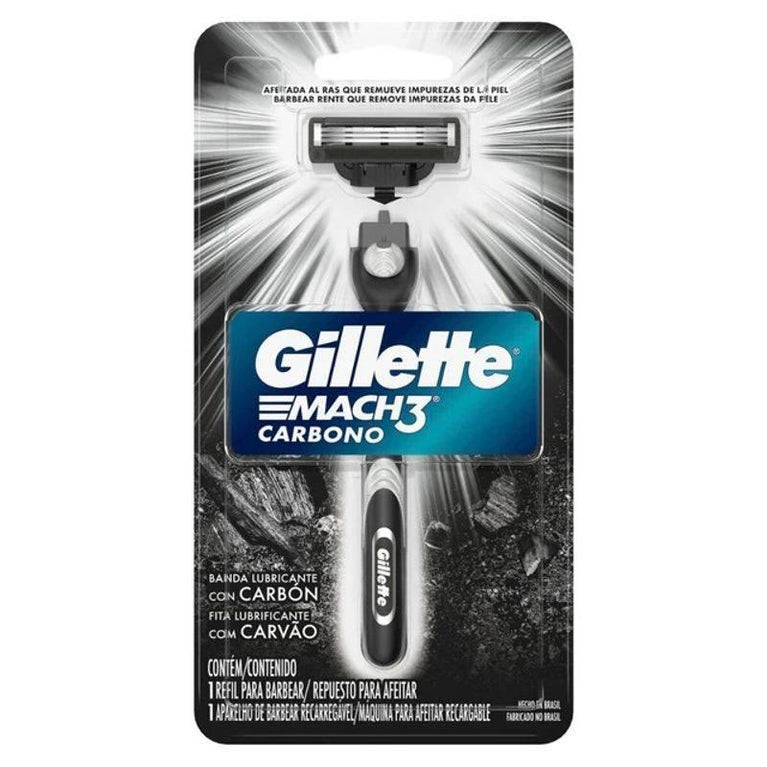 Aparelho de Barbear Mach 3 Carbono Gillette - Drogaria Poupa Centro