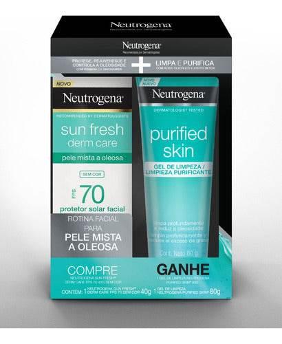 Kit Facial Protetor Solar Sun Fresh Derm Care Fps 70 Sem Cor 40g E Gel De Limpeza Purified Skin 60g Neutrogena - Drogaria Poupa Centro
