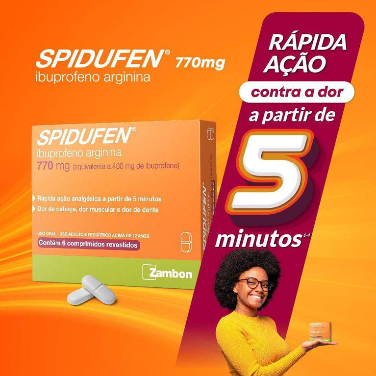Spidufen 770Mg Com 6 Comprimidos Revestidos - Drogaria Poupa Centro