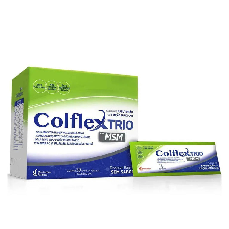 Colflex Trio com MSM Colágeno Hidrolisado em Pó - 30 sachês de 12g cada - Drogaria Poupa Centro