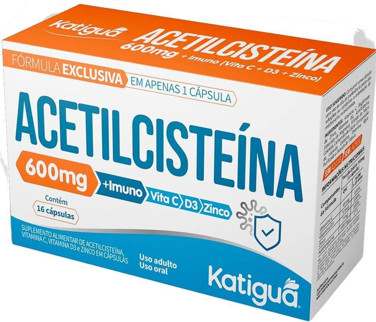 Acetilcisteina 600Mg 16 Cápsulas Katiguá - Drogaria Poupa Centro