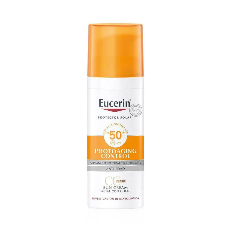 Eucerin Protetor Solar Facial Controle de Fotoenvelhecimento Tonalidade Clara FPS50 50Ml. - Drogaria Poupa Centro