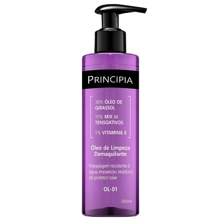 Óleo Demaquilante Facial Principia 30% Óleo de Girassol + 1% Vitamina e Ol-01 com 200ml