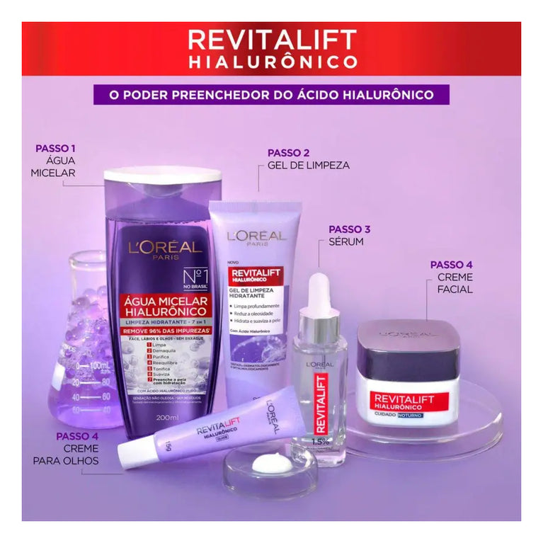 Água Micelar L'Oréal Paris Hialurônico 200ml | Limpeza e Hidratação