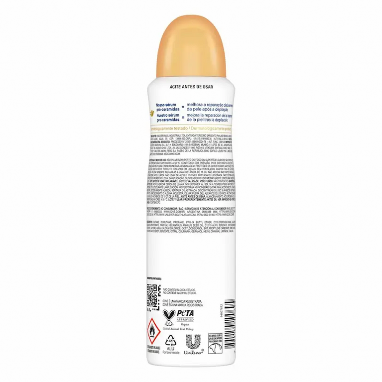 Desodorante Antitranspirante Aerossol Dove Fresh Care Pêssego & Leite de Arroz 72h 150ml