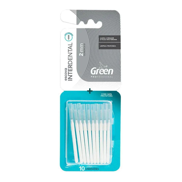 ESCOVA INTERDENTAL CILíNDRICA 2MM - 10 UNIDADES - GREEN