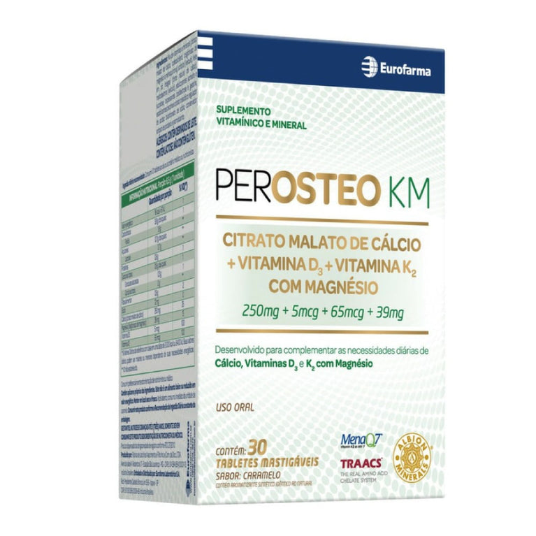 Suplemento Vitaminico Perosteo KM Eurofarma 30 tabletes mastigáveis