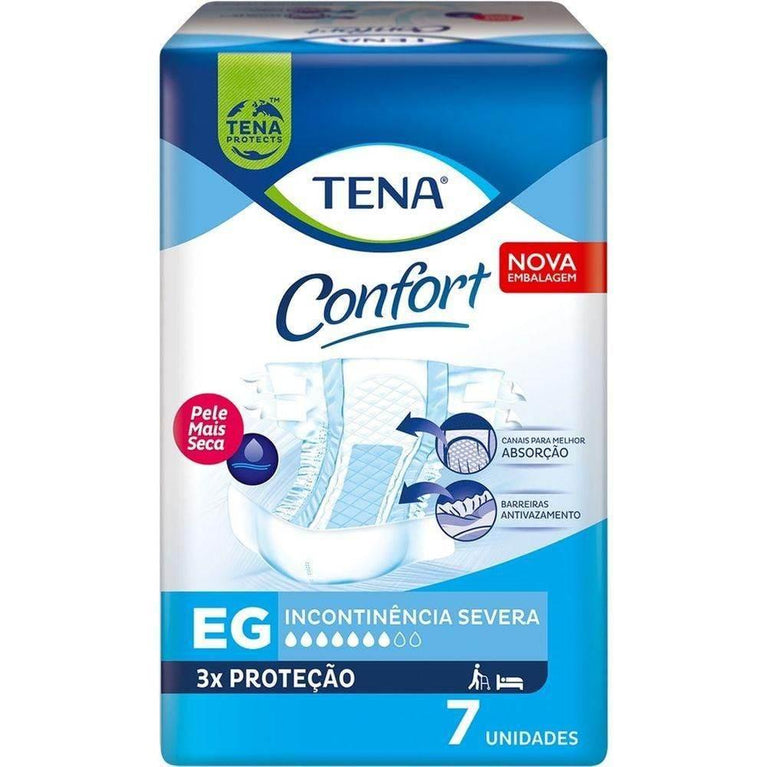 Fralda Geriátrica Tena Confort EG Com 7 Unidades - Drogaria Poupa Centro