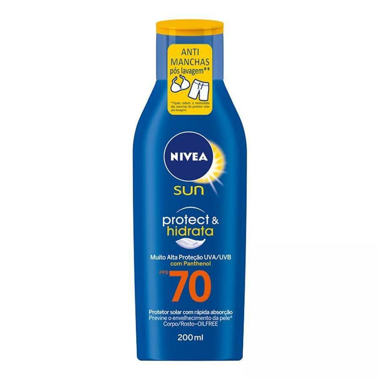 Protetor Solar Corporal Sun Protect & Hidrata Nivea FPS 70 Com 200ml - Drogaria Poupa Centro