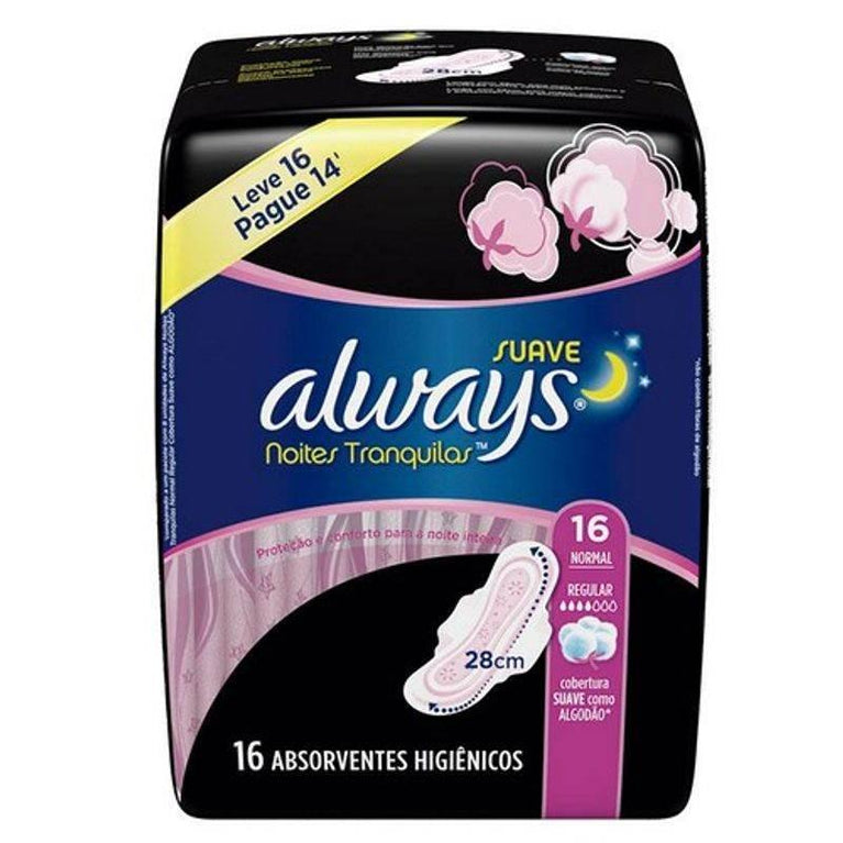 Absorvente Always Noites Tranquilas Suave Leve 16 Pague 14 - Drogaria Poupa Centro