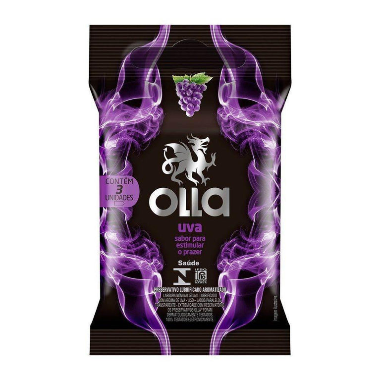 Preservativo Olla Uva Com 3 Unidades - Drogaria Poupa Centro
