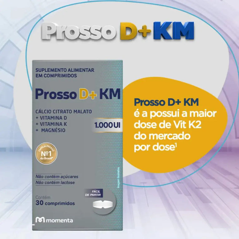 Cálcio Prosso D+ Km MDK 1000Ui C/30 Cpr