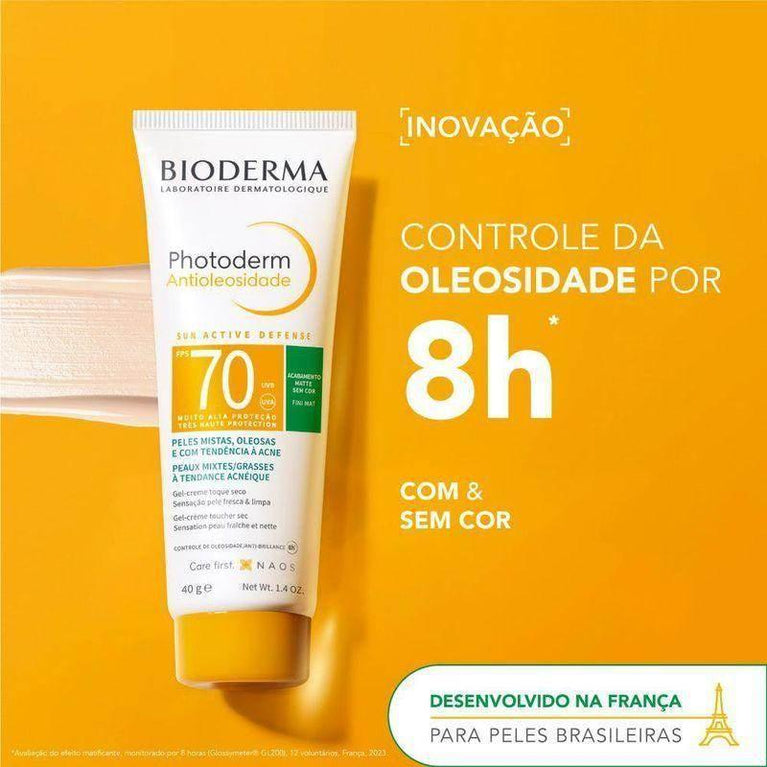 Protetor Solar Facial Antioliosidade FPS 70 Bioderma Photoderm Muito Claro 40g - Drogaria Poupa Centro