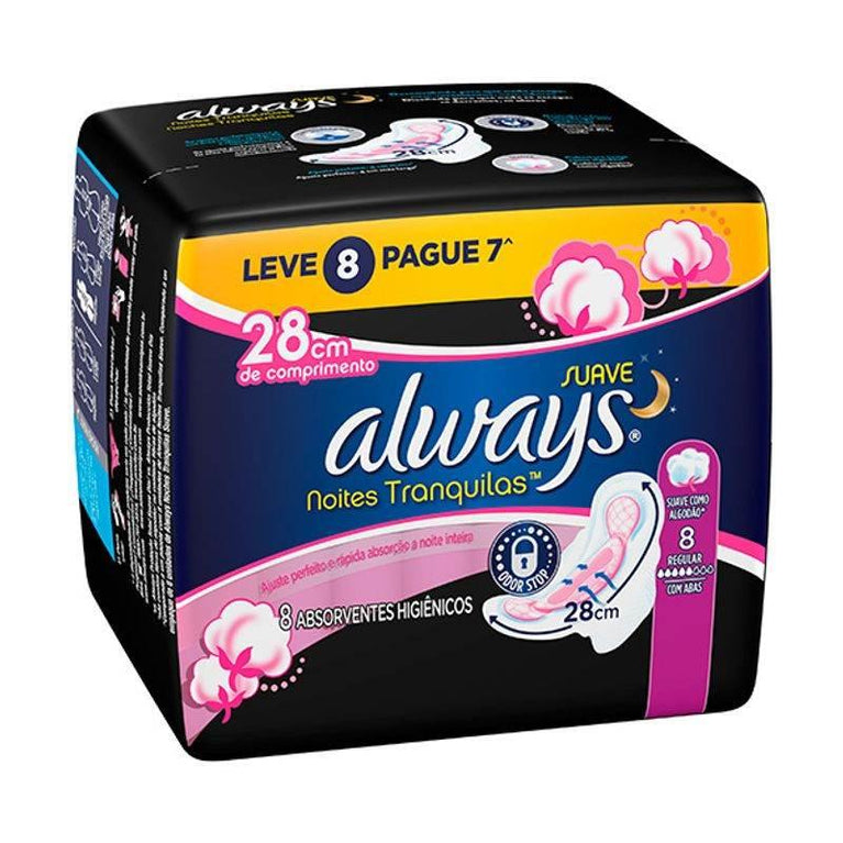 Absorvente Always Protecao Total Noturno Suave Com Abas Leve 8 Pague 7 - Drogaria Poupa Centro