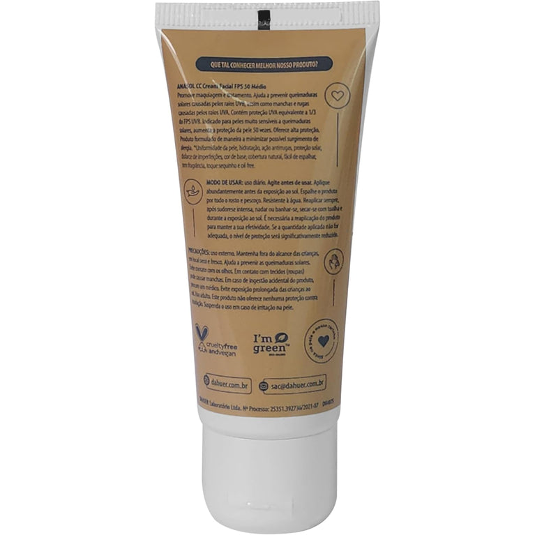 Anasol CC Cream Facial FPS 50 Médio 60g