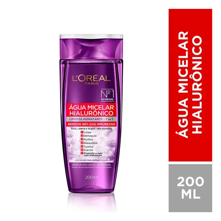 Água Micelar L'Oréal Paris Hialurônico 200ml | Limpeza e Hidratação