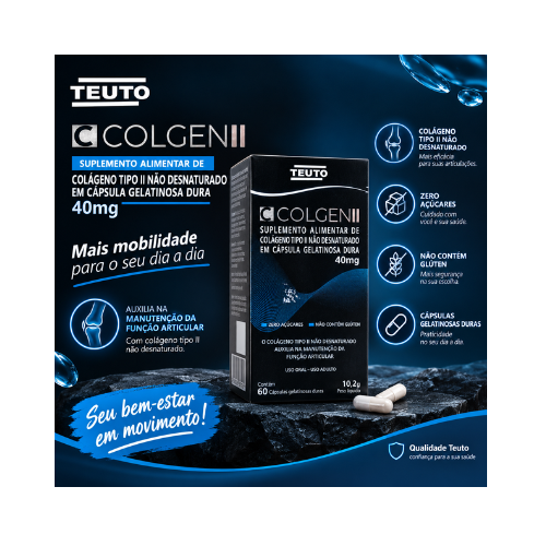 Colagen Ii Teuto Farma 40mg Colágeno Tipo Ii Não Desnaturado 60 Cápsulas