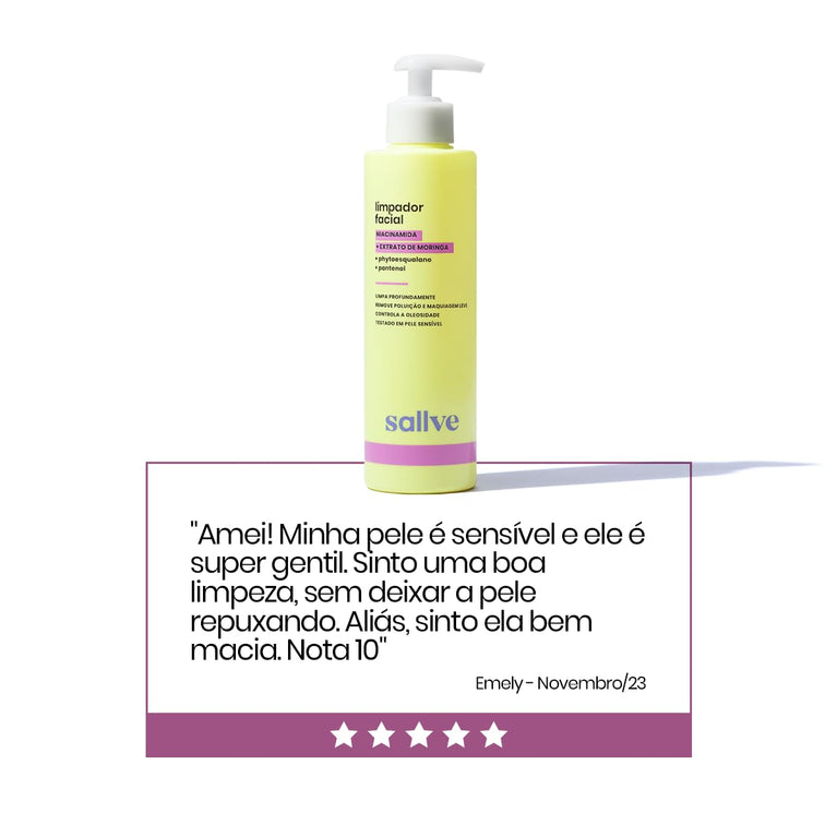 Limpador Facial Sallve 300ml Niacinamida e Extrato de Moringa