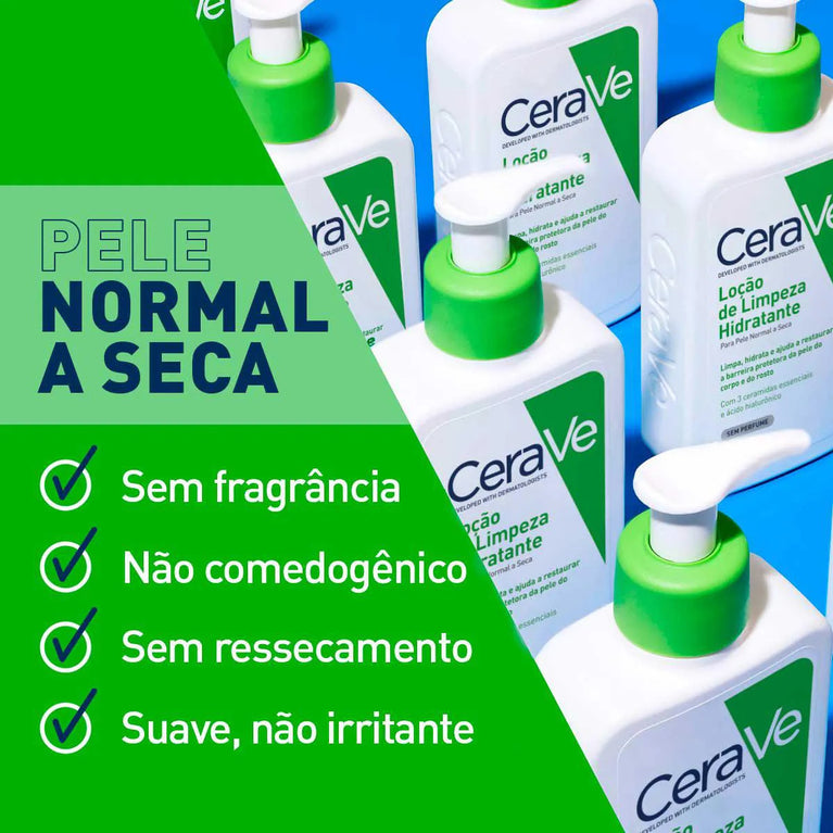 Loção de Limpeza Hidratante CeraVe Pele Normal a Seca com Limpeza Suave com Ceramidas Sem Perfume 200ml