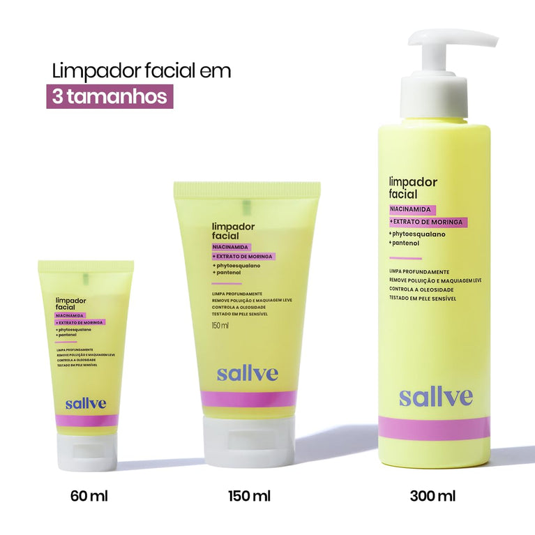 Limpador Facial Sallve 300ml Niacinamida e Extrato de Moringa
