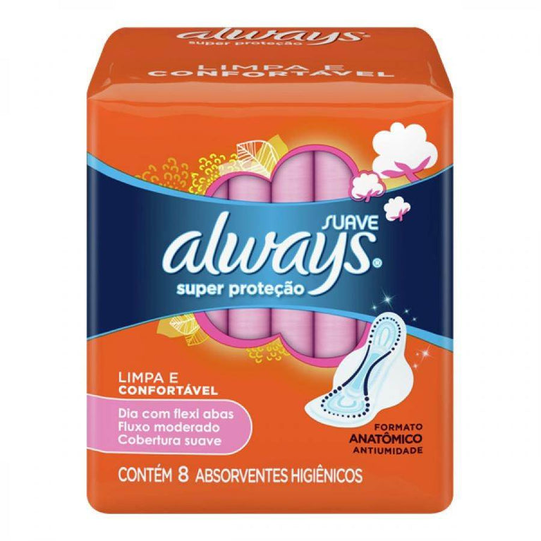 Absorvente Always Super Protecao Suave com Abas 8 Unidades - Drogaria Poupa Centro