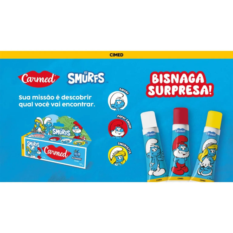 Hidratante Labial Carmed Os Smurfs Blueberry Incolor 10g